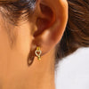 Golden Dalia Earrings with Sparkling Zirconia, Gold-Plated