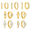 Golden Dalia Earrings with Sparkling Zirconia, Gold-Plated