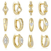 Golden Sheen Earrings with Sparkling Zirconia, Gold-Plated