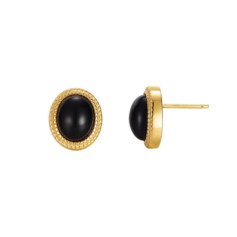 Gold Plated Royal Earrings with Agate Stone for a Regal Look