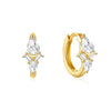Golden Dalia Earrings with Sparkling Zirconia, Gold-Plated