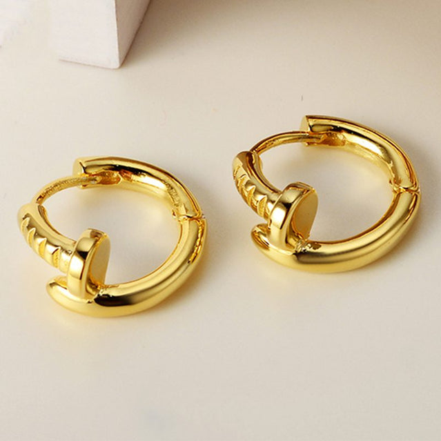 Golden Nail Earrings for Everyday Chic, Gold-Plated