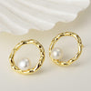 Luxurious Twisted Gold Plated Earrings with Elegant Pearl Drop