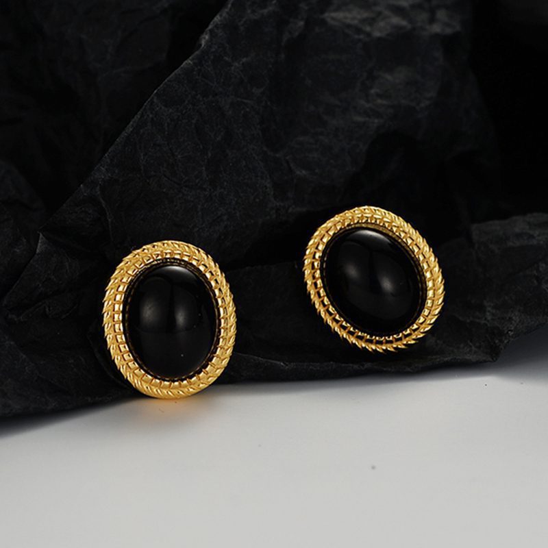 Gold Plated Royal Earrings with Agate Stone for a Regal Look