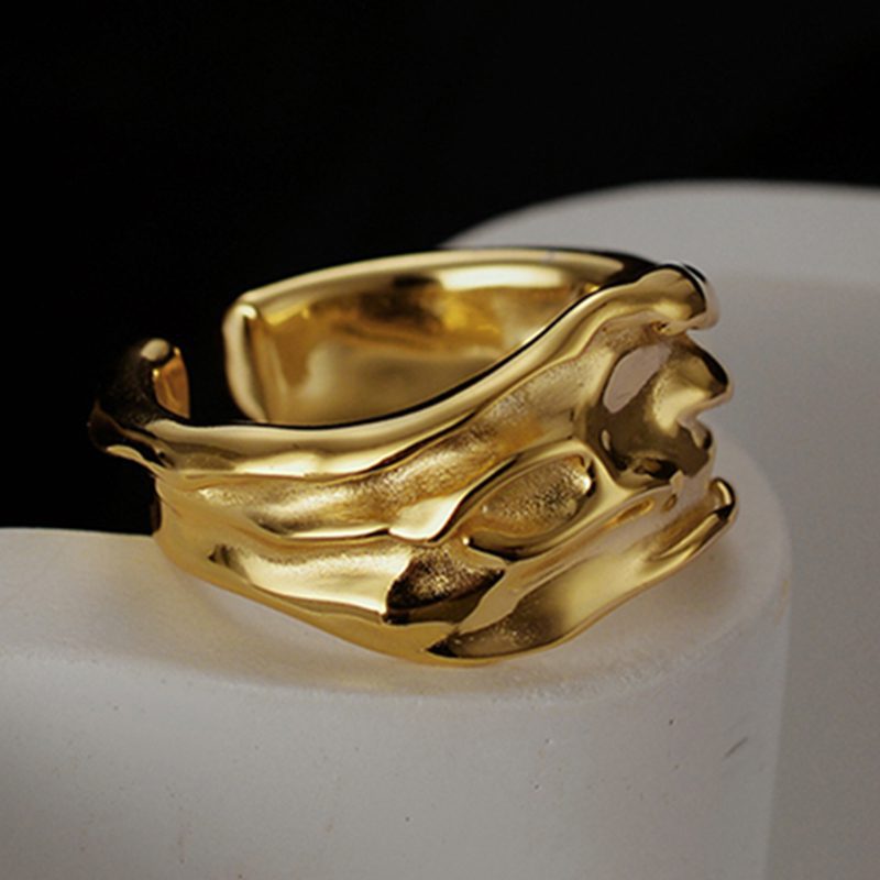 Golden Eriena Ring with Distinct Style, Gold-Plated